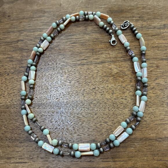 Vintage Carolyn Pollack Beaded Necklace Single Strand Pastel Stones Silver Beads - Picture 5 of 7